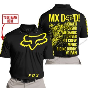 MX DAD - PERSONALISED GIFTS FOR CHILDREN & ADULTS - FOX RACING - YELLOW - POLO SHIRT