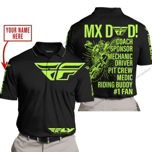 MX DAD - PERSONALISED GIFTS FOR CHILDREN & ADULTS - FLY RACING - GREEN 1 - POLO SHIRT