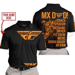MX DAD - PERSONALISED GIFTS FOR CHILDREN & ADULTS - FLY RACING - ORANGE - POLO SHIRT