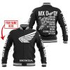 MX DAD - PERSONALISED GIFTS FOR CHILDREN & ADULTS - HONDA - BLACK WHITE - BASEBALL JACKET