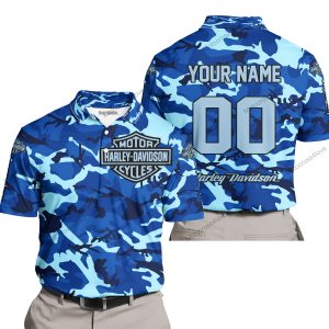 LIMITED EDITION PRODUCTS  - US NAVY V1 - HARLEY DAVIDSON RACING - CUSTOM NAME - POLO SHIRT