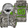 LIMITED EDITION PRODUCTS - US ARMY - KAWASAKI RACING V1 - CUSTOM NAME - FLEECE ZIP HOODIE