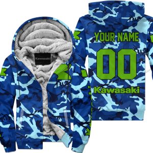 LIMITED EDITION PRODUCTS - US NAVY V1 - KAWASAKI RACING V1 - CUSTOM NAME - FLEECE ZIP HOODIE