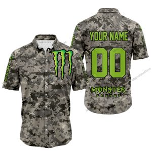 LIMITED EDITION PRODUCTS - US ARMY - MONSTER ENERGY RACING V1 - CUSTOM NAME - BUTTON SHIRT