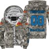 LIMITED EDITION PRODUCTS - US ARMY - RED BULL RACING V1 - CUSTOM NAME - FLEECE ZIP HOODIE