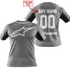 CUSTOM NAME RACING - LIMITED EDITION - ALPINESTARS - GREY V2 - T-SHIRT