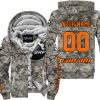 LIMITED EDITION PRODUCTS  - US ARMY - CAN AM RACING - CUSTOM NAME - ORANGE - FLEECE ZIP HOODIE