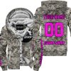 LIMITED EDITION PRODUCTS  - US ARMY - CAN AM RACING - CUSTOM NAME - PINK - FLEECE ZIP HOODIE