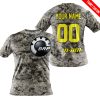 LIMITED EDITION PRODUCTS  - US ARMY - CAN AM RACING - CUSTOM NAME - YELLOW -T-SHIRT