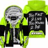 TOO FAST TO LIVE TOO YOUNG TO DIE - FLEECE HOODIE - ALPINESTARS - NEON