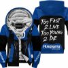 TOO FAST TO LIVE TOO YOUNG TO DIE - FLEECE HOODIE - HUSQVARNA - BLUE