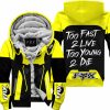 TOO FAST TO LIVE TOO YOUNG TO DIE - FLEECE HOODIE - FOX RACING - YELLOW