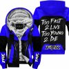 TOO FAST TO LIVE TOO YOUNG TO DIE - FLEECE HOODIE - FOX RACING - BLUE