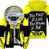 TOO FAST TO LIVE TOO YOUNG TO DIE - FLEECE HOODIE - FLY RACING - YELLOW