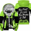 TOO FAST TO LIVE TOO YOUNG TO DIE - FLEECE HOODIE - CAN AM - GREEN 1