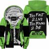 TOO FAST TO LIVE TOO YOUNG TO DIE - FLEECE HOODIE - ARCTIC CAT - GREEN 1