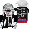 TOO FAST TO LIVE TOO YOUNG TO DIE - FLEECE HOODIE - SUZUKI - WHITE