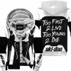 TOO FAST TO LIVE TOO YOUNG TO DIE - FLEECE HOODIE - SKI DOO - WHITE