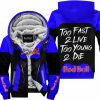 TOO FAST TO LIVE TOO YOUNG TO DIE - FLEECE HOODIE - REDBULL - BLUE