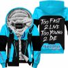 TOO FAST TO LIVE TOO YOUNG TO DIE - FLEECE HOODIE - HUSQVARNA - SKY BLUE