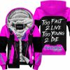 TOO FAST TO LIVE TOO YOUNG TO DIE - FLEECE HOODIE - HUSQVARNA - PINK
