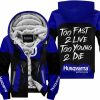 TOO FAST TO LIVE TOO YOUNG TO DIE - FLEECE HOODIE - HUSQVARNA - NAVY