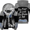 TOO FAST TO LIVE TOO YOUNG TO DIE - FLEECE HOODIE - HUSQVARNA - GREY