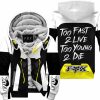 TOO FAST TO LIVE TOO YOUNG TO DIE – FLEECE HOODIE - FOX RACING – WHITE YELLOW