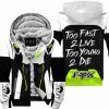 TOO FAST TO LIVE TOO YOUNG TO DIE – FLEECE HOODIE - FOX RACING – WHITE NEON