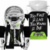 TOO FAST TO LIVE TOO YOUNG TO DIE – FLEECE HOODIE - FOX RACING – WHITE GREEN 1
