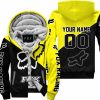 PREMIUM GIFT - CUSTOM NAME - FOX RACING - YELLOW- FLEECE ZIP HOODIE