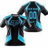 LIMITED EDITION - CUSTOM NAME FOX RACING - SKY BLUE - T-SHIRT