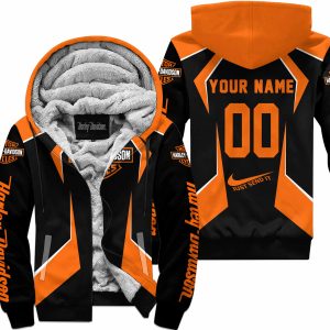 LIMITED EDITION - CUSTOM NAME HARLEY DAVIDSON - ORANGE - FLEECE ZIP HOODIE