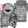 TILL THE FUCKIN FREAKIN TRAINING WHEEL FALL OFF - LIMITED EDITION - CUSTOM NAME - FOX RACING - GREY - FLEECE ZIP HOOODIE