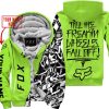 TILL THE FUCKIN FREAKIN TRAINING WHEEL FALL OFF - LIMITED EDITION - CUSTOM NAME - FOX RACING - GREEN 1 - FLEECE ZIP HOOODIE