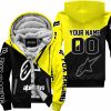 PREMIUM GIFT - CUSTOM NAME - ALPINESTARS - YELLOW - FLEECE ZIP HOODIE
