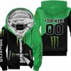 PREMIUM GIFT - CUSTOM NAME - MONSTER ENERGY - GREEN - FLEECE ZIP HOODIE