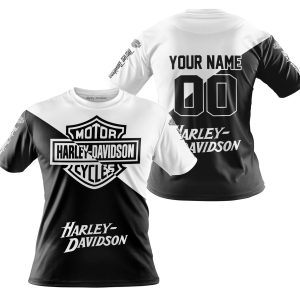 PREMIUM GIFT - CUSTOM NAME - HARLEY DAVIDSON - WHITE - T-SHIRT