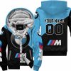 PREMIUM GIFT - CUSTOM NAME - BMW - SKY BLUE - FLEECE ZIP HOODIE