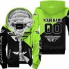 PREMIUM GIFT - CUSTOM NAME - FLY RACING - GREEN 1 - FLEECE ZIP HOODIE