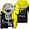 PREMIUM GIFT - CUSTOM NAME - HUSQVARNA - YELLOW - FLEECE ZIP HOODIE