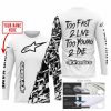 TOO FAST TO LIVE TOO YOUNG TO DIE - LIMITED EDITION - CUSTOM NAME - ALPINESTARS - WHITE - JERSEY