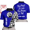 TOO FAST TO LIVE TOO YOUNG TO DIE - LIMITED EDITION - CUSTOM NAME - CAN AM - NAVY - POLO SHIRT