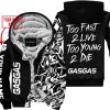 TOO FAST TO LIVE TOO YOUNG TO DIE - LIMITED EDITION - CUSTOM NAME - GAS GAS - BLACK - FLEECE ZIP HOOODIE