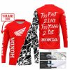 TOO FAST TO LIVE TOO YOUNG TO DIE - LIMITED EDITION - CUSTOM NAME - HONDA - RED - JERSEY