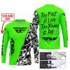 TOO FAST TO LIVE TOO YOUNG TO DIE - LIMITED EDITION - CUSTOM NAME - FLY RACING - GREEN - JERSEY