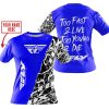 TOO FAST TO LIVE TOO YOUNG TO DIE - LIMITED EDITION - CUSTOM NAME - FLY RACING - BLUE - T-SHIRT