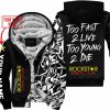 TOO FAST TO LIVE TOO YOUNG TO DIE - LIMITED EDITION - CUSTOM NAME - ROCKSTAR - BLACK - FLEECE ZIP HOOODIE