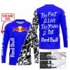 TOO FAST TO LIVE TOO YOUNG TO DIE - LIMITED EDITION - CUSTOM NAME - RED BULL - BLUE - JERSEY