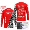 TOO FAST TO LIVE TOO YOUNG TO DIE - LIMITED EDITION - CUSTOM NAME - FLY RACING - RED - JERSEY